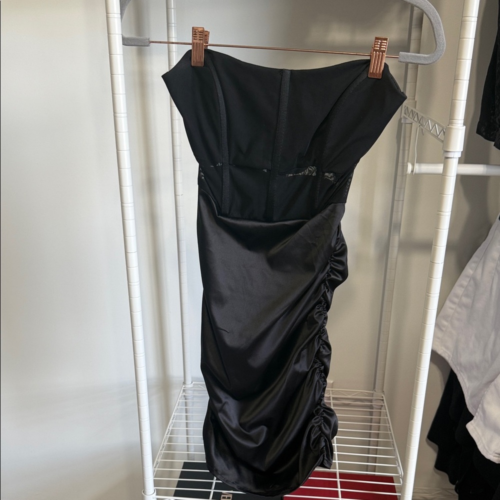 Black Strapless Mini Dress - Picture 2 of 6